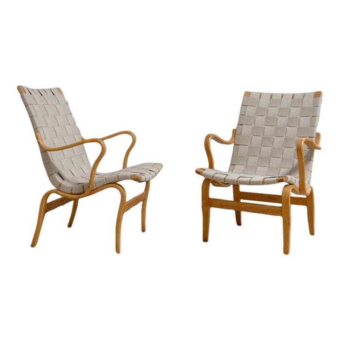 pair of eva armchairs by bruno mathsson 1970s 1127