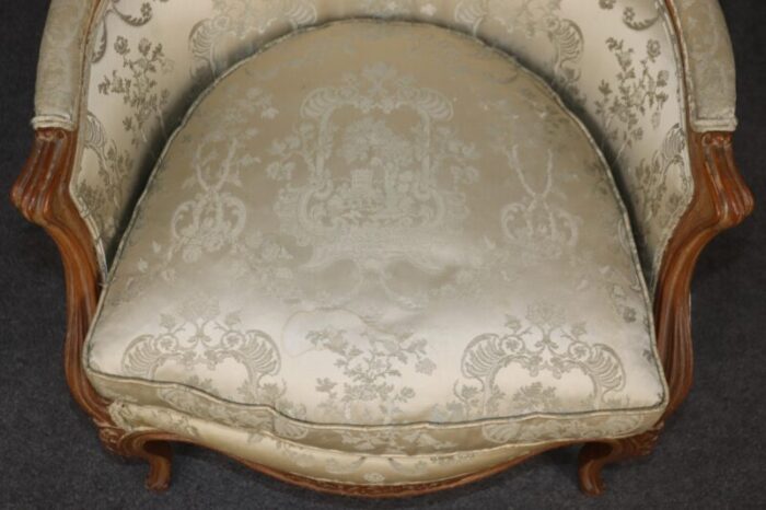 pair of gorgeous french carved louis xv bergere chairs circa 1940s era 8549