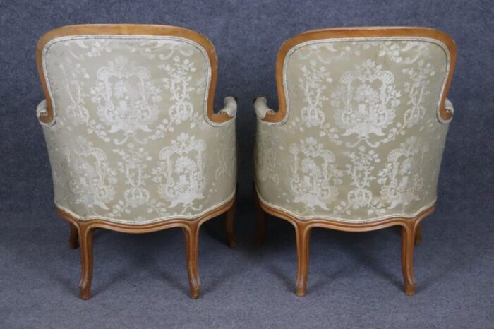 pair of gorgeous french carved louis xv bergere chairs circa 1940s era 8614