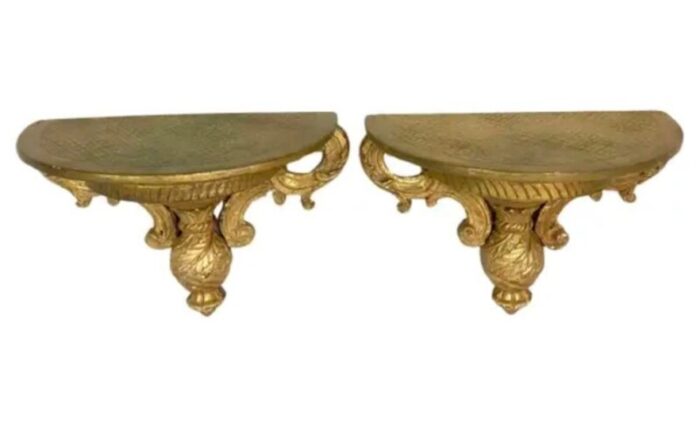 pair of italian carved and giltwood wall brackets 0071