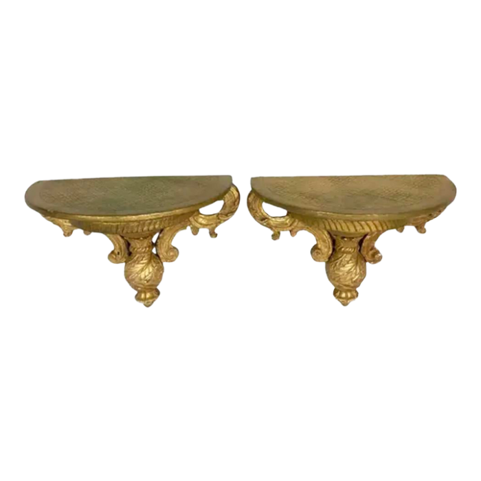 pair of italian carved and giltwood wall brackets 4056