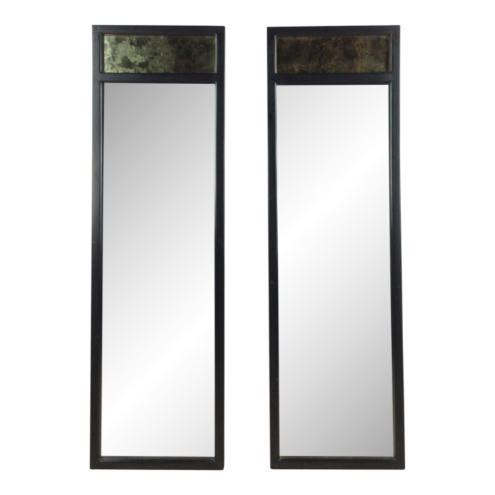 pair of mid century modern ebonized wall mirrors by american of martinsville 9230