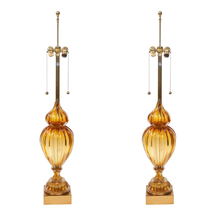 pair of murano glass lamps by marbro 1137