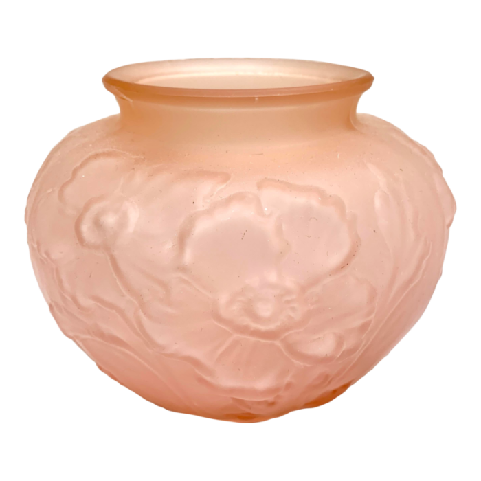 pink apricot textured glass vintage vase 0661