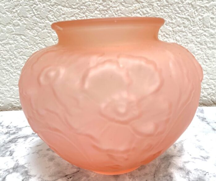 pink apricot textured glass vintage vase 6720