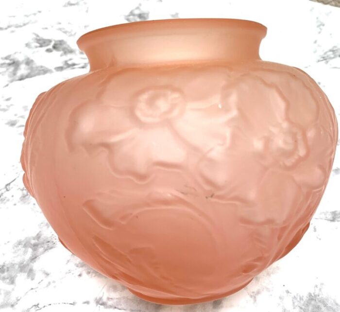 pink apricot textured glass vintage vase 8908