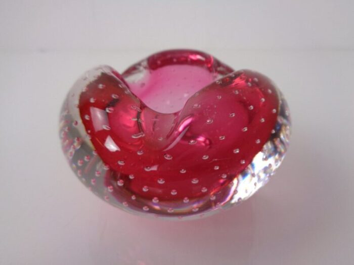 pink sommerso murano glass ashtray italy 1960s 1