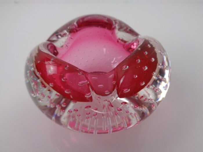 pink sommerso murano glass ashtray italy 1960s 10