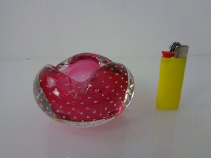 pink sommerso murano glass ashtray italy 1960s 11