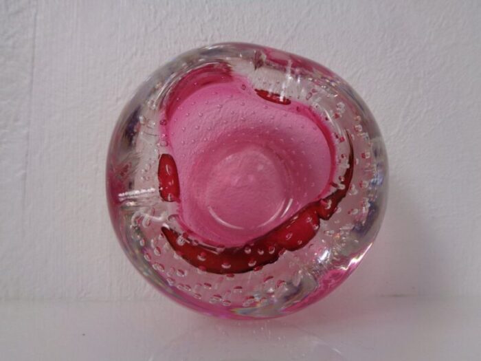 pink sommerso murano glass ashtray italy 1960s 12