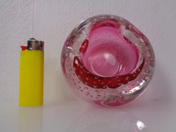 pink sommerso murano glass ashtray italy 1960s 13