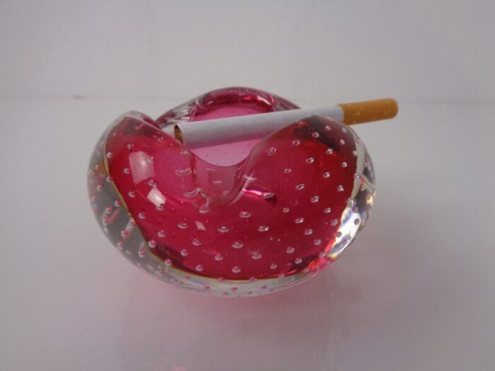 pink sommerso murano glass ashtray italy 1960s 2