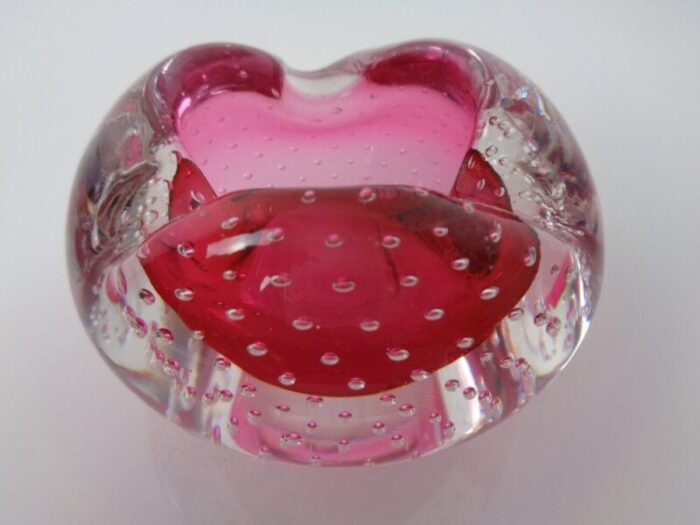 pink sommerso murano glass ashtray italy 1960s 3