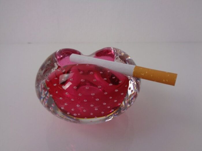 pink sommerso murano glass ashtray italy 1960s 4