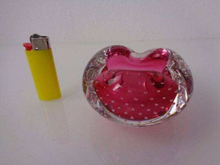 pink sommerso murano glass ashtray italy 1960s 5