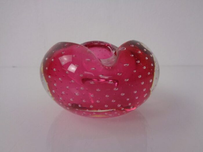 pink sommerso murano glass ashtray italy 1960s 6