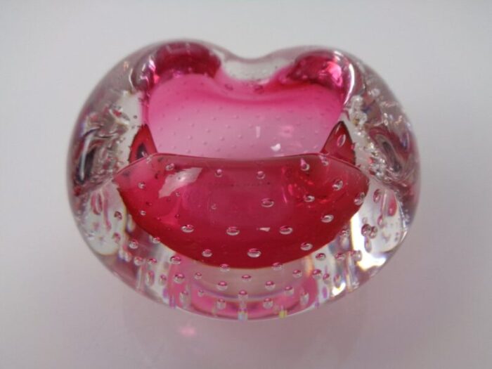 pink sommerso murano glass ashtray italy 1960s 7