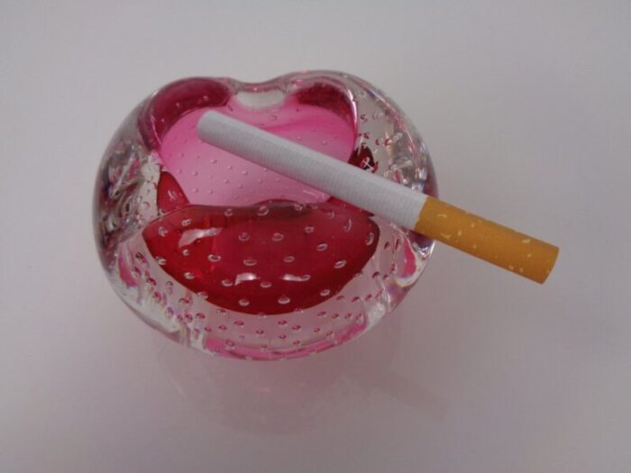 pink sommerso murano glass ashtray italy 1960s 8