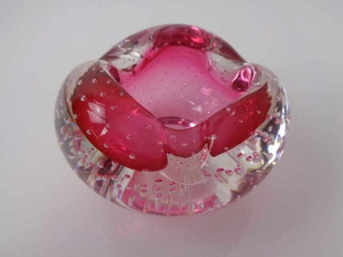 pink sommerso murano glass ashtray italy 1960s 9