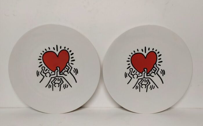 plates by keith haring 1990s set of 2 1