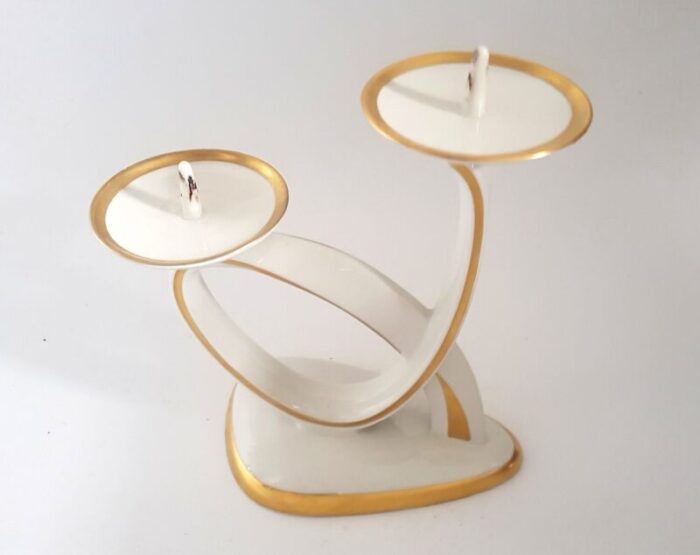 porcelain candlelight with gilding from alka 1950s 1