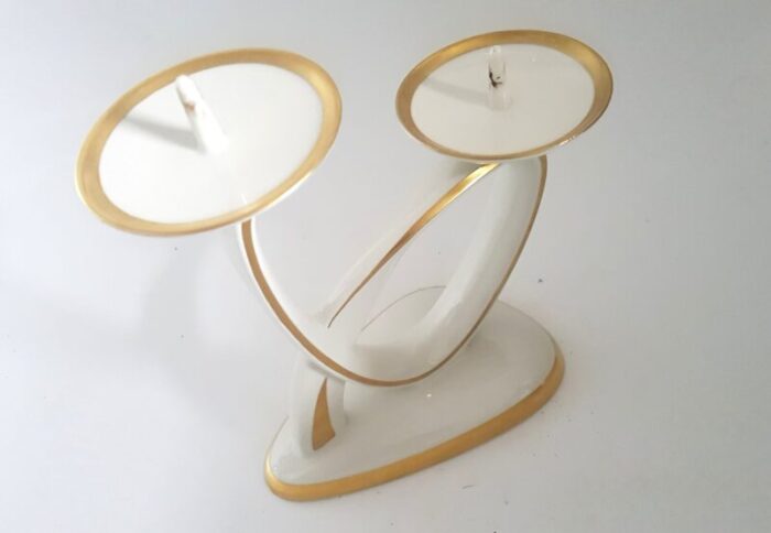 porcelain candlelight with gilding from alka 1950s 2