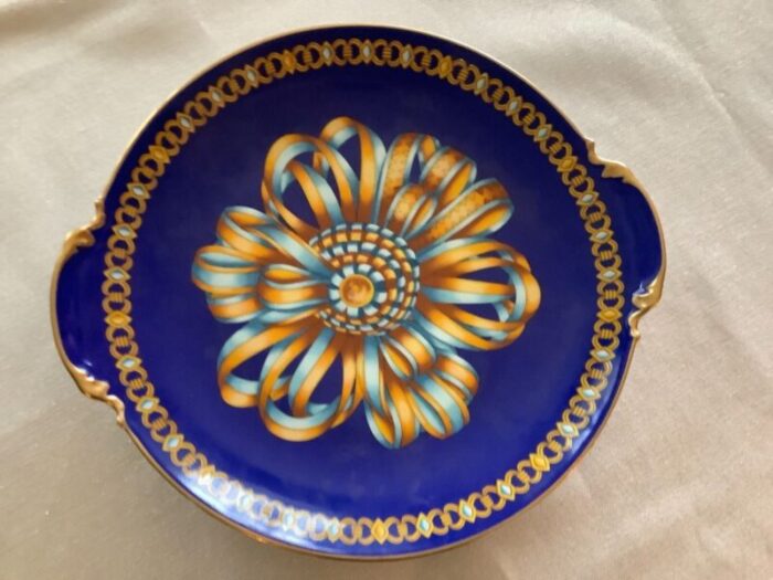 porcelain cocarde de soie plate from hermes 1980s 11