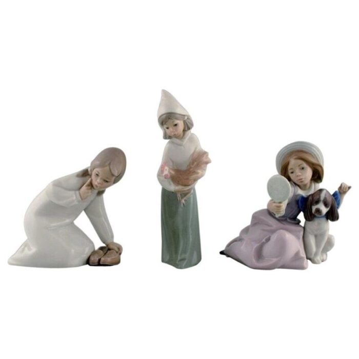 porcelain figurines from lladro spain 1970s set of 3 1