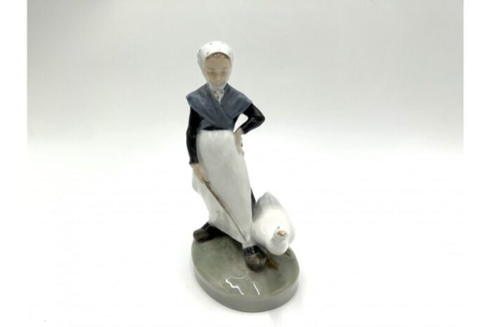 porcelain goose woman figurine from royal copenhagen denmark 1960s 7