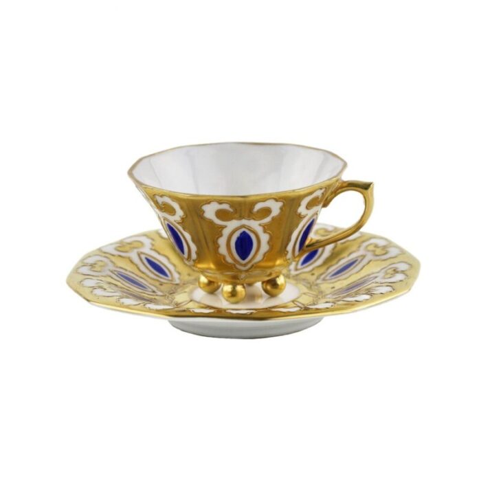 porcelain mocha cup saucer from fraureuth set of 2 1