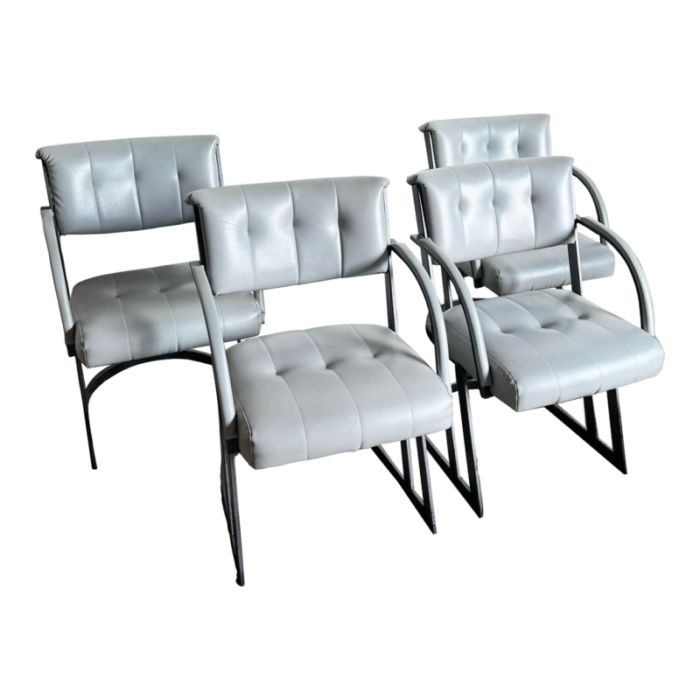 postmodern grey and charcoal cantilever dining arm chairs 0970