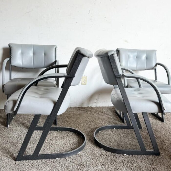 postmodern grey and charcoal cantilever dining arm chairs 5467