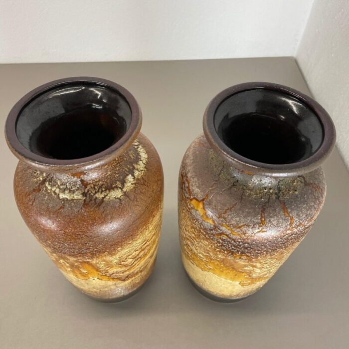 pottery fat lava desert vases attributed to scheurich germany 1970s set of 2 14