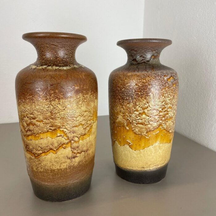 pottery fat lava desert vases attributed to scheurich germany 1970s set of 2 15