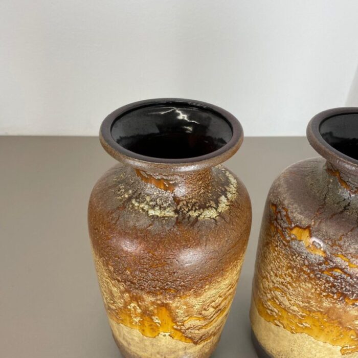 pottery fat lava desert vases attributed to scheurich germany 1970s set of 2 5