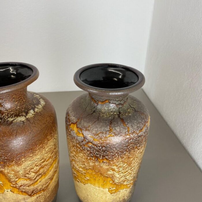 pottery fat lava desert vases attributed to scheurich germany 1970s set of 2 6