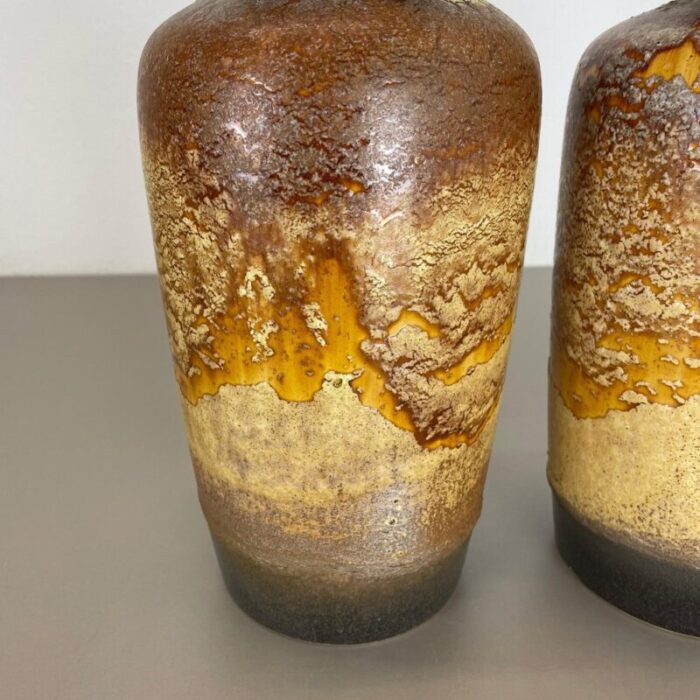 pottery fat lava desert vases attributed to scheurich germany 1970s set of 2 7