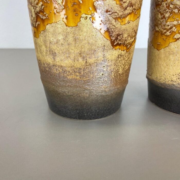 pottery fat lava desert vases attributed to scheurich germany 1970s set of 2 8