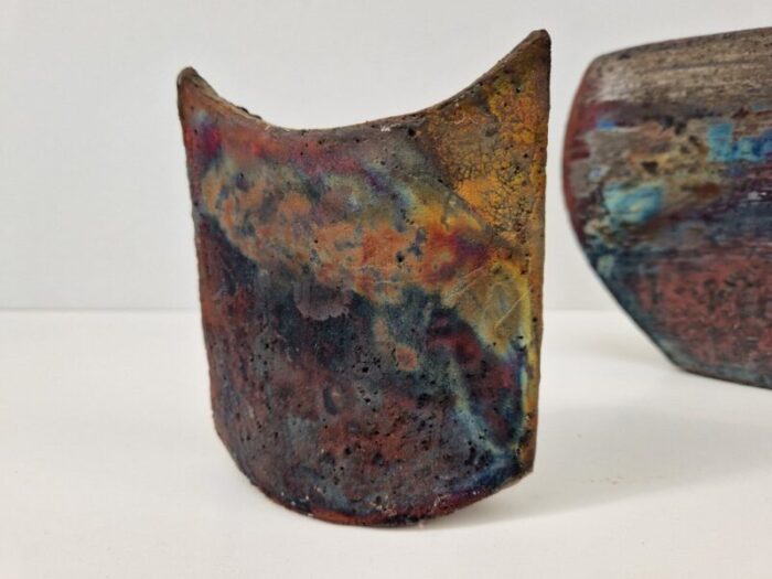 raku ceramic vases by claudia craemer 1990s set of 3 5