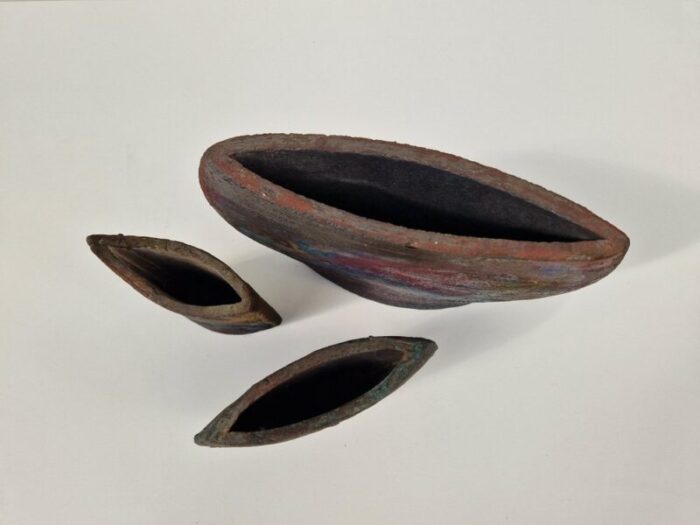 raku ceramic vases by claudia craemer 1990s set of 3 6