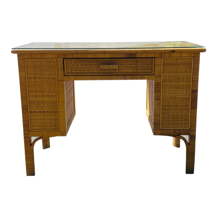 rattan wrapped floating writers desk 0710