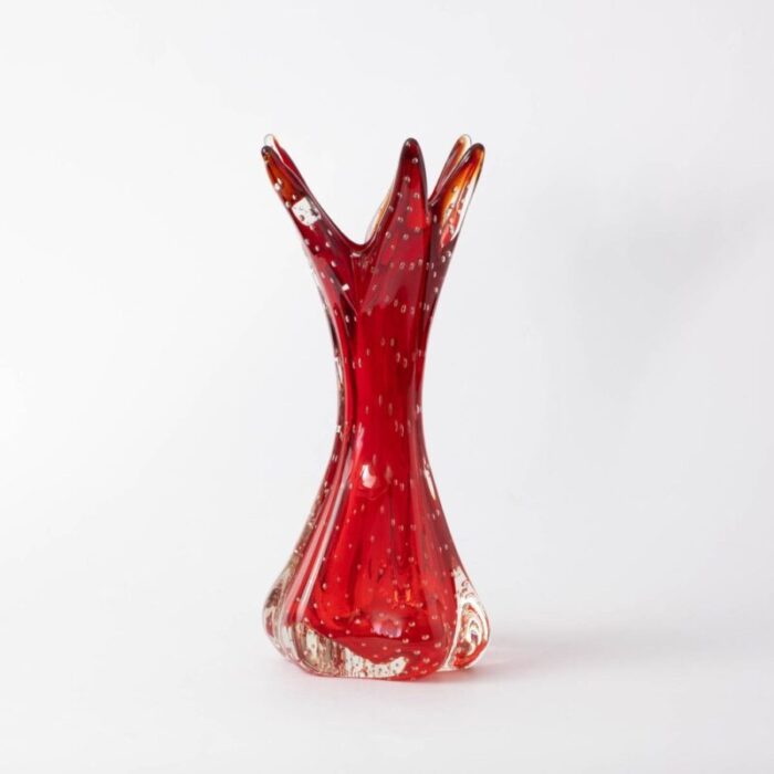 red murano bullicante glass vase 1960s 1