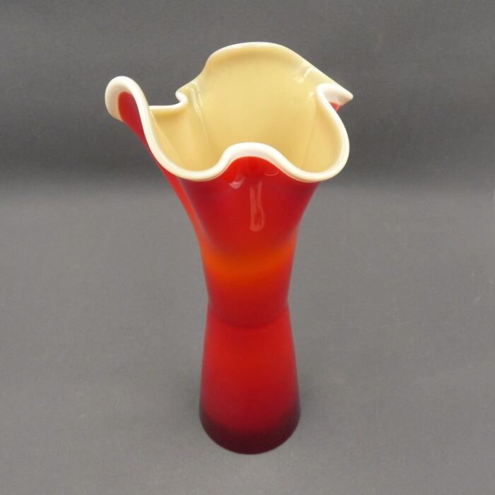 red white murano glass vase italy 1