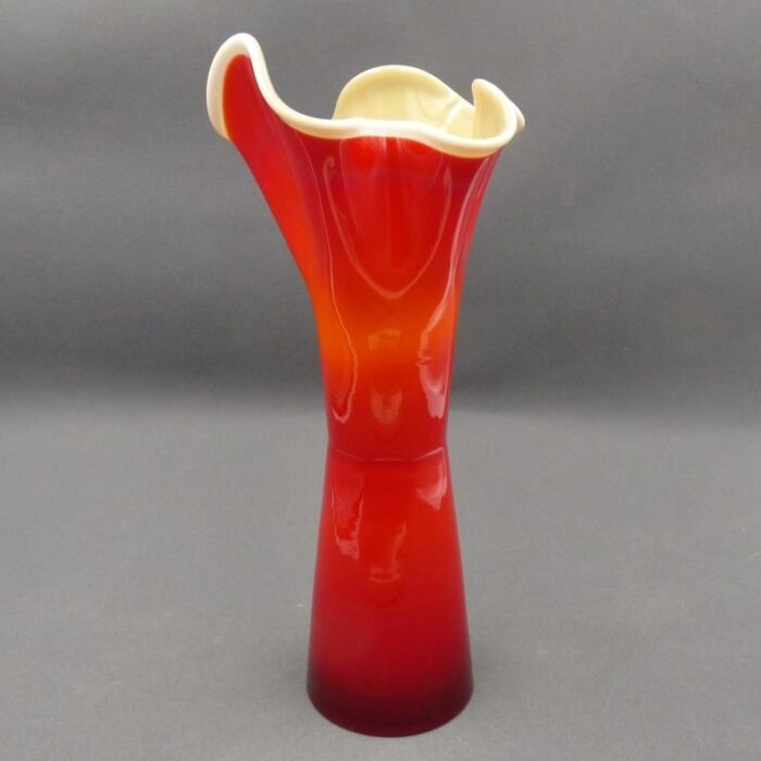 red white murano glass vase italy 10