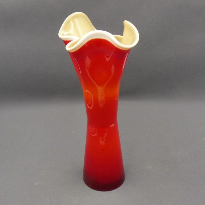 red white murano glass vase italy 2