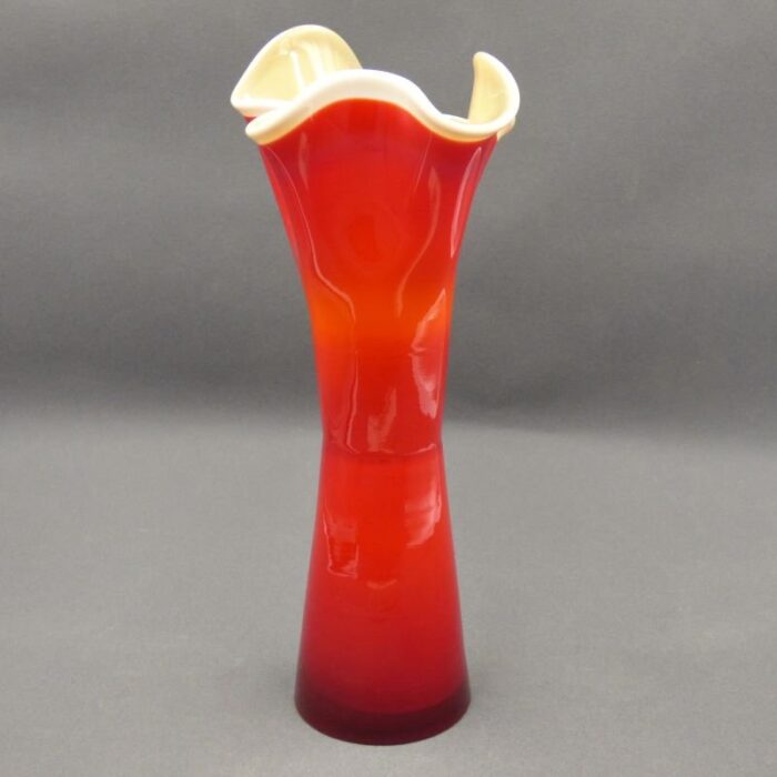 red white murano glass vase italy 3