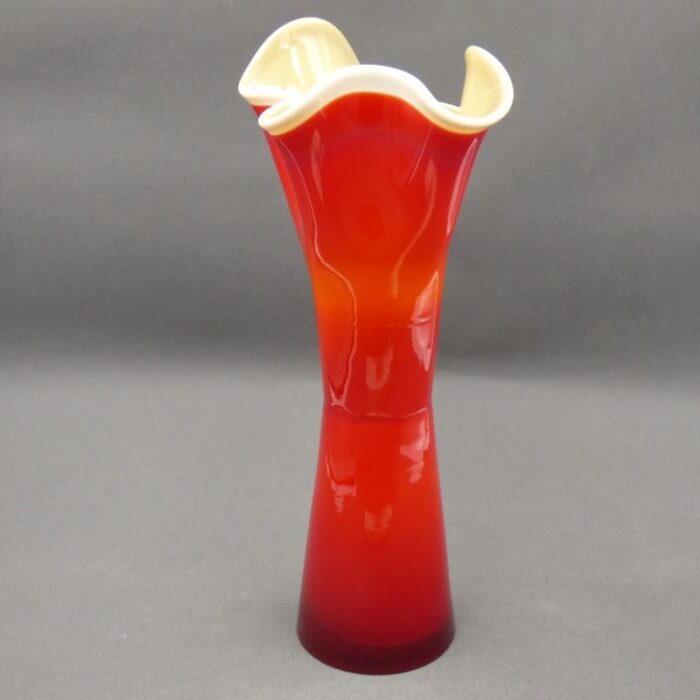 red white murano glass vase italy 4