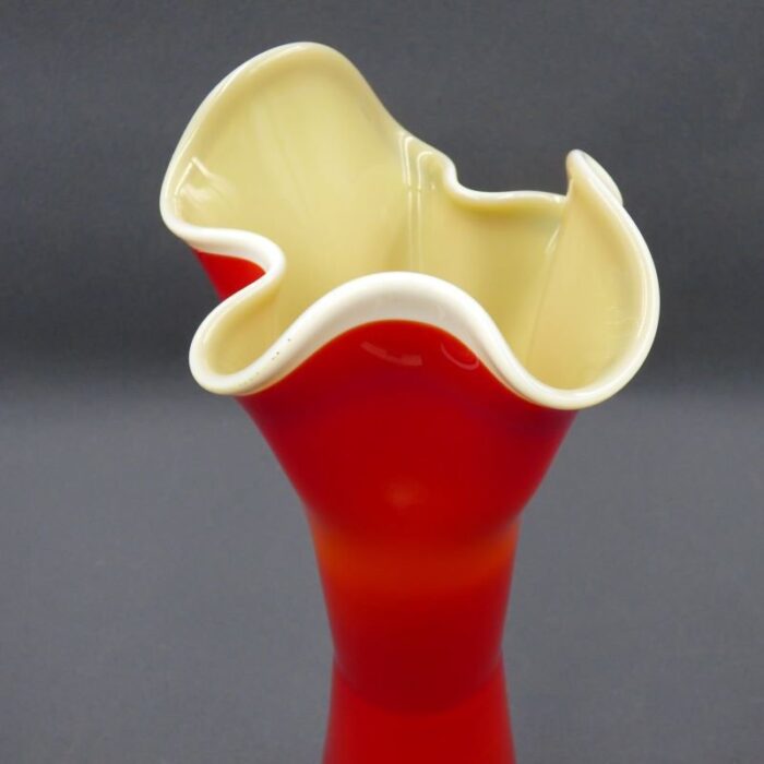 red white murano glass vase italy 7