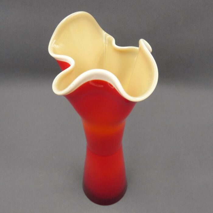 red white murano glass vase italy 8