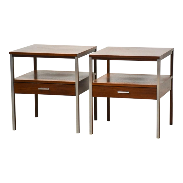 refinished walnut nightstands by paul mccobb a pair 3037